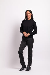 High Neck Button Back Jumper in Black