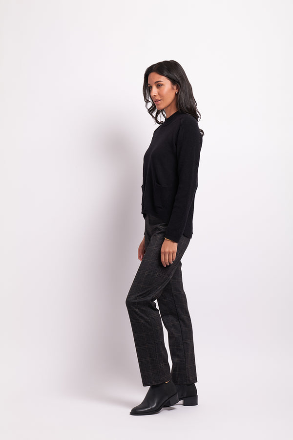 High Neck Button Back Jumper in Black