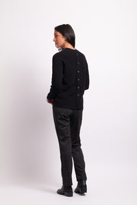 High Neck Button Back Jumper in Black