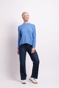 High Neck Button Back Jumper in Blue