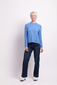 High Neck Button Back Jumper in Blue