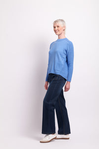 High Neck Button Back Jumper in Blue