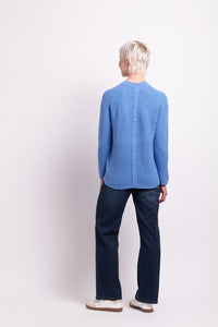 High Neck Button Back Jumper in Blue