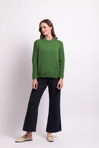 High Neck Button Back Jumper in Green