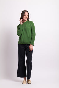 High Neck Button Back Jumper in Green