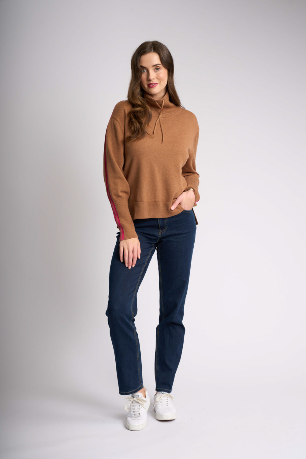 FUNNEL NECK JUMPER Chestnut Cerise