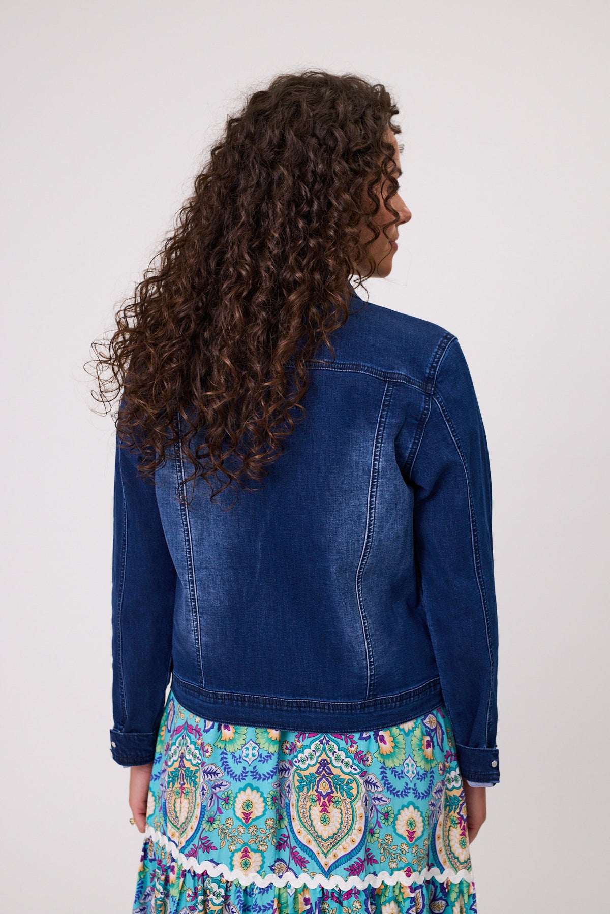 Stretch Denim Jacket in Dark Indigo