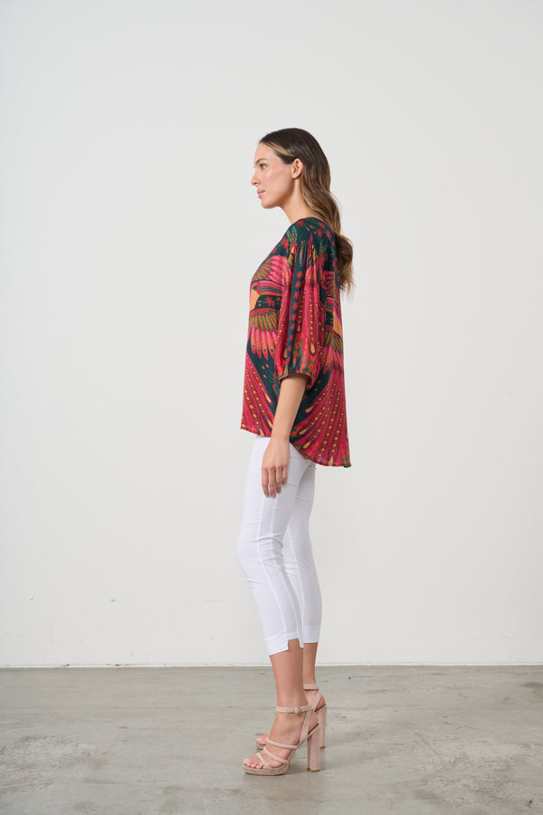 Blouse Buttoned Kaleidoscope Toucan