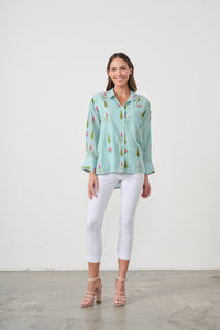 Shirt Garden Block Print Wide Cuffs