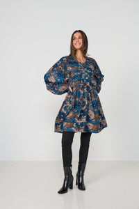 Tunic Venetian Panels Oversize Sleeve Print