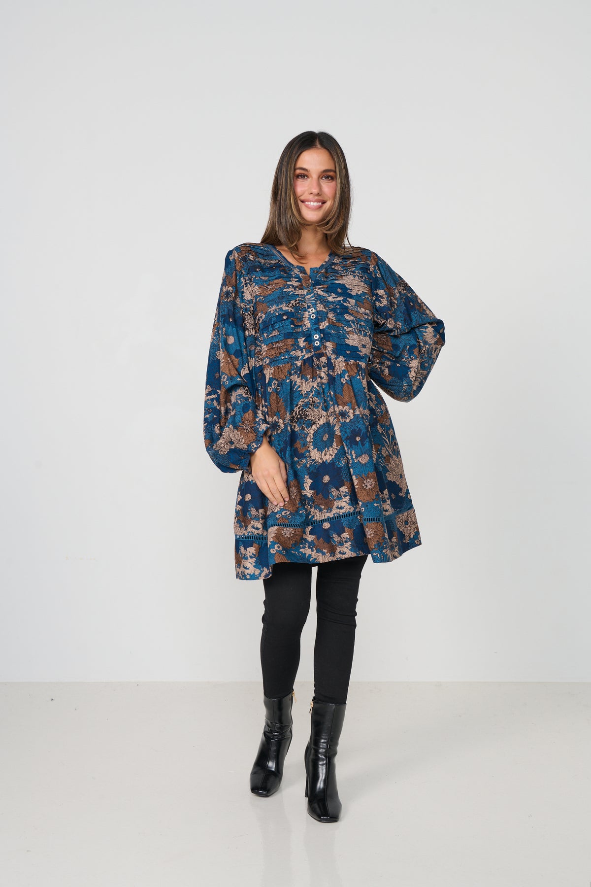Tunic Venetian Panels Oversize Sleeve Print