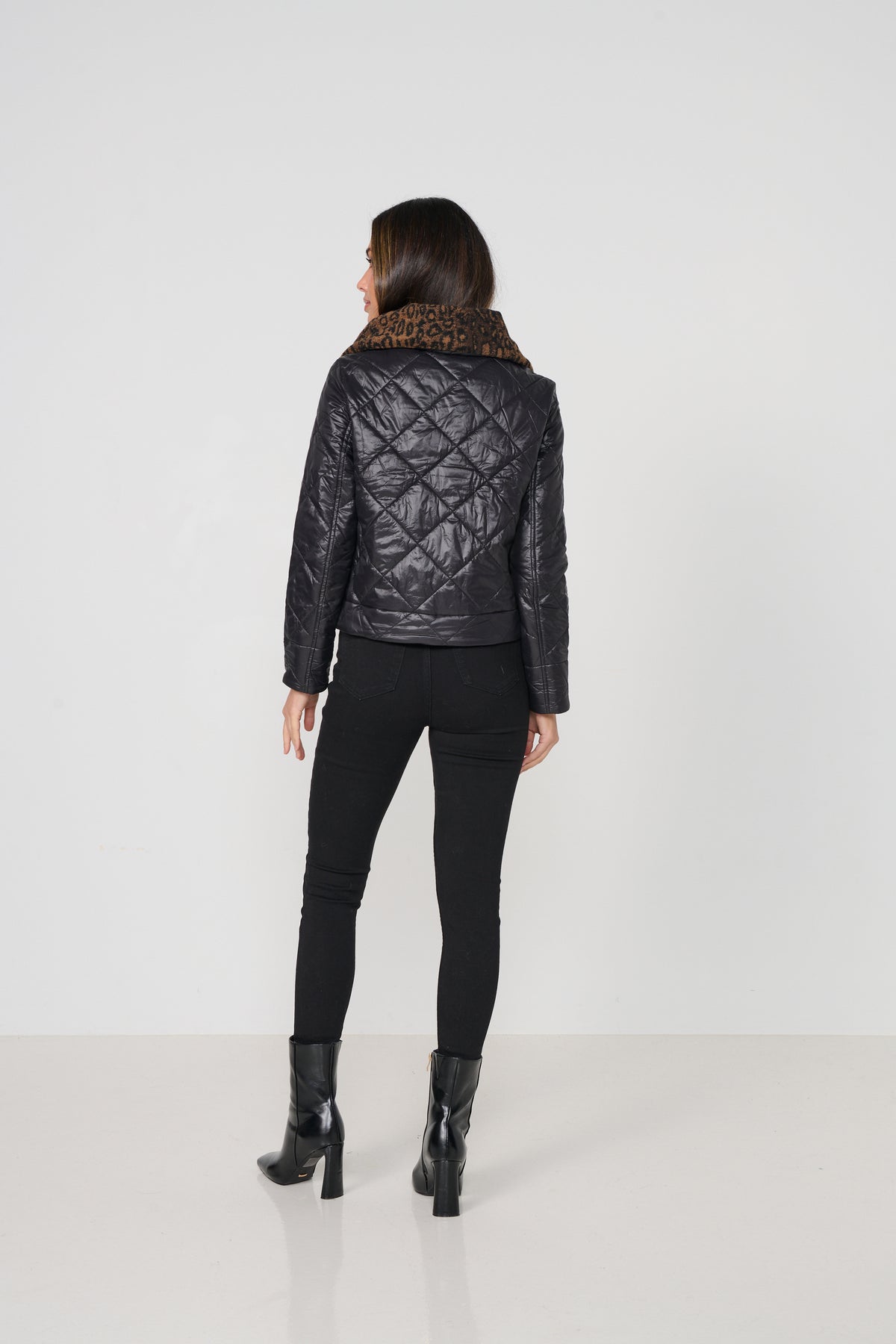 Jacket Quilted Leopard Collar