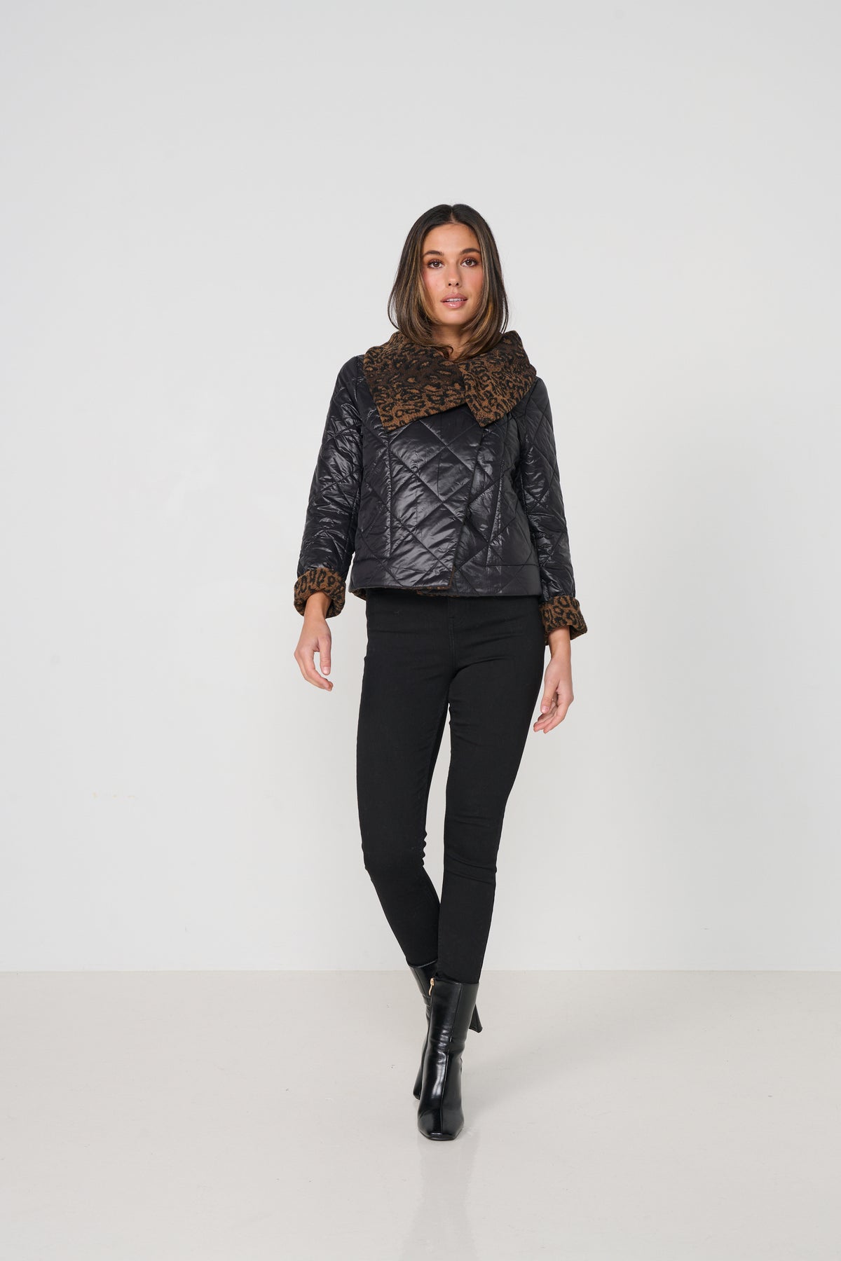 Jacket Quilted Leopard Collar