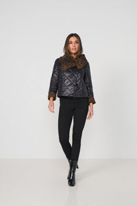 Jacket Quilted Leopard Collar