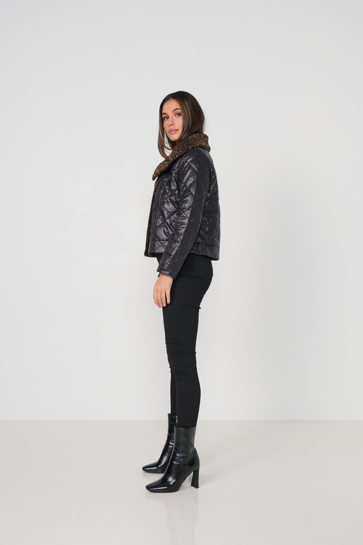 Jacket Quilted Leopard Collar