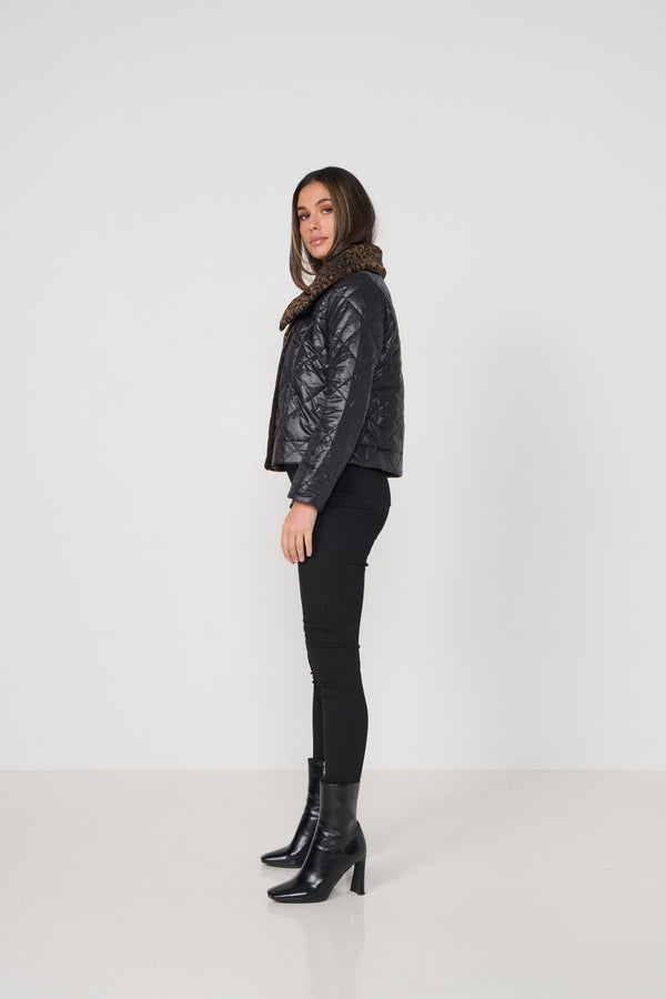 Jacket Quilted Leopard Collar