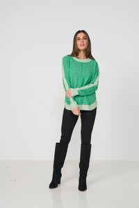 Jumper Scoop Hem Contrast Ribbing Lime