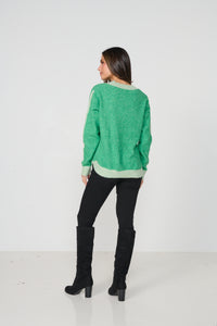 Jumper Scoop Hem Contrast Ribbing Lime