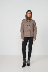 Double Breasted Cardigan Woollahra Knit Walnut