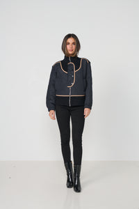 Jacket Puffer Knit & Contrast Piping