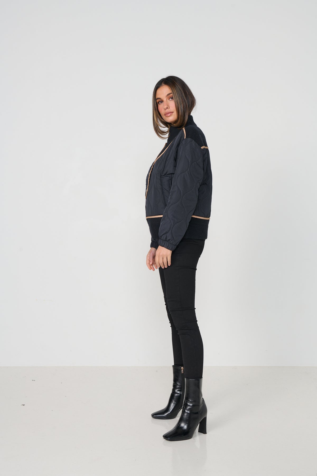 Jacket Puffer Knit & Contrast Piping