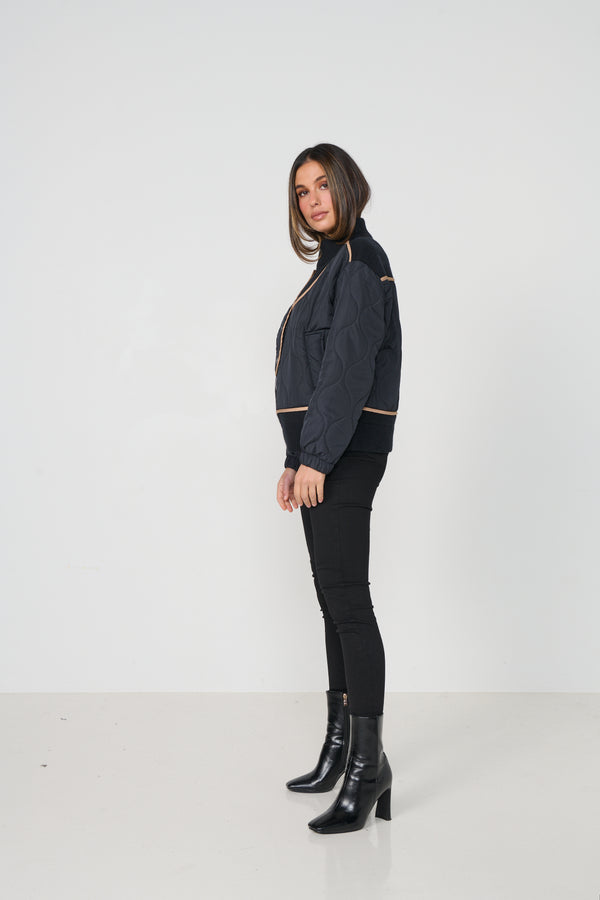 Jacket Puffer Knit & Contrast Piping