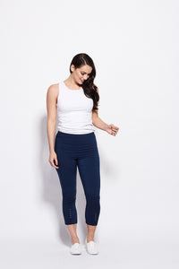 Pants  7/8 Eyelet Trim  Navy