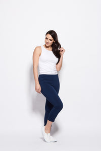 Pants  7/8 Eyelet Trim  Navy