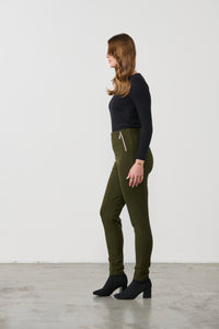 Pant 2 Vertical Zips Olive