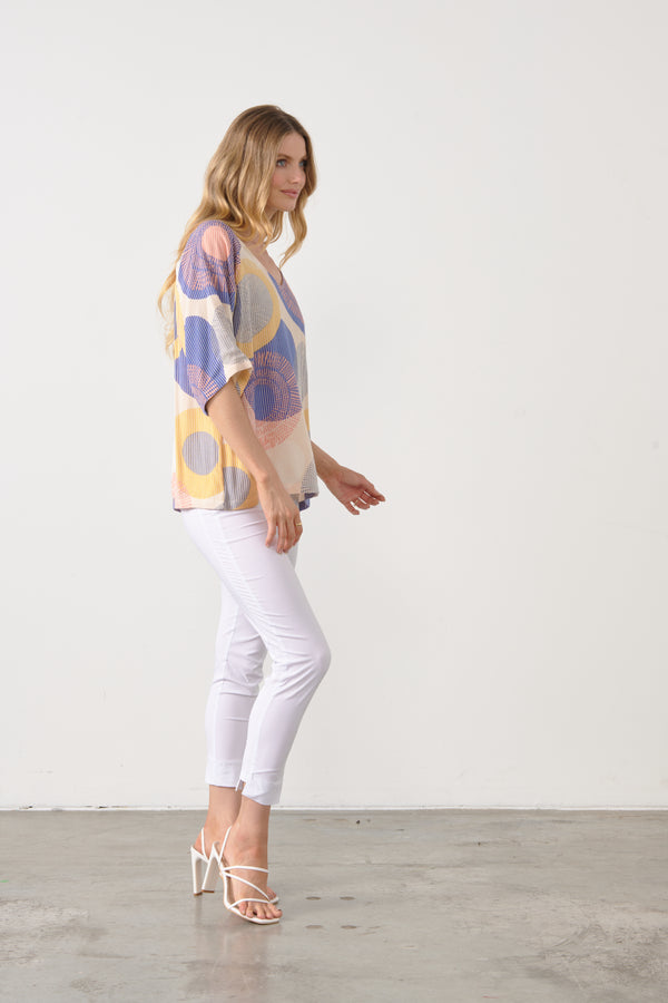 Blouse V Neck Raglan Sleeve in Print