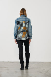 Jacket - Denim w/Flower Fabric Panels Caramel