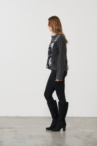 Denim Jacket - Net & Sequins Charcoal