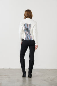 Denim Jacket - Net & Sequins White