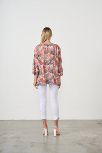 Blouse  Native Trees Print & V-Neck