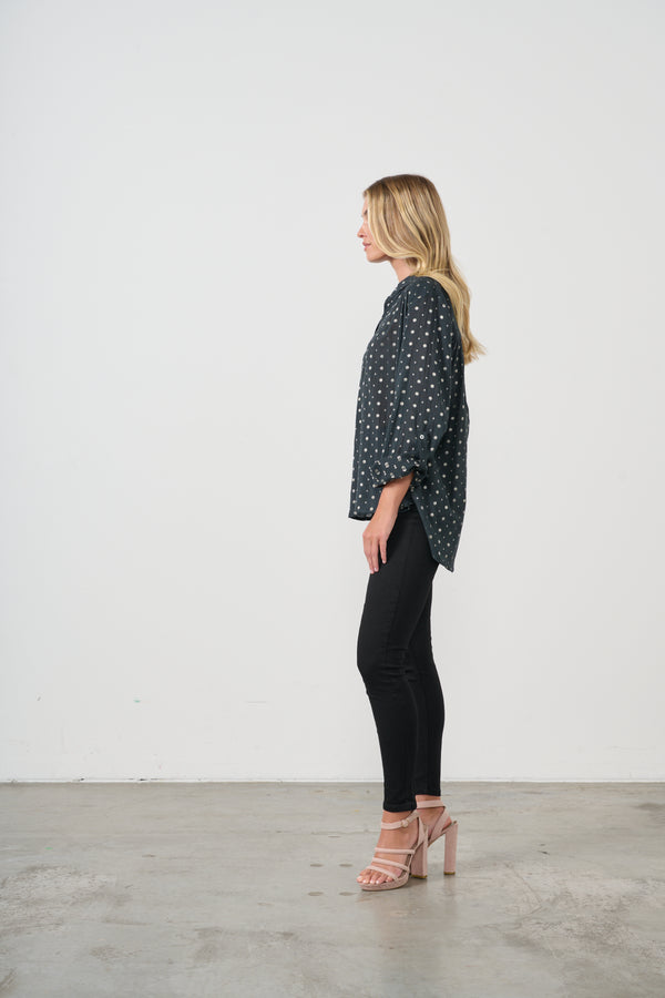 Shirt - Jacquard Lurex Spots – Black