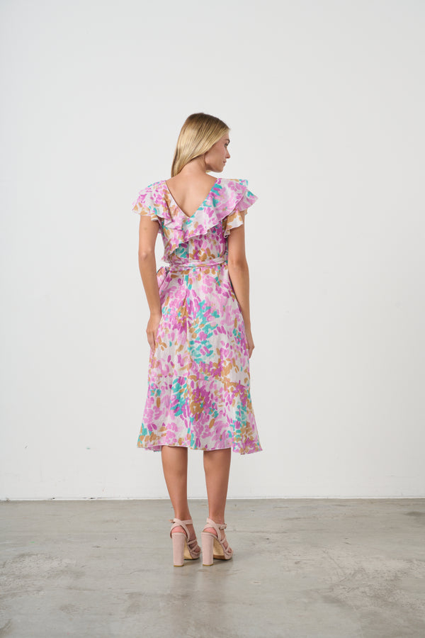 Wrap Dress Lurex Sparkle Pink