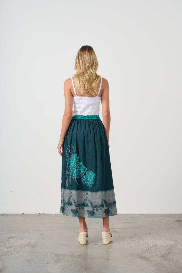 Skirt Lotus Print & Pockets