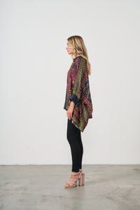 Blouse Oversized Tropical Print  Black