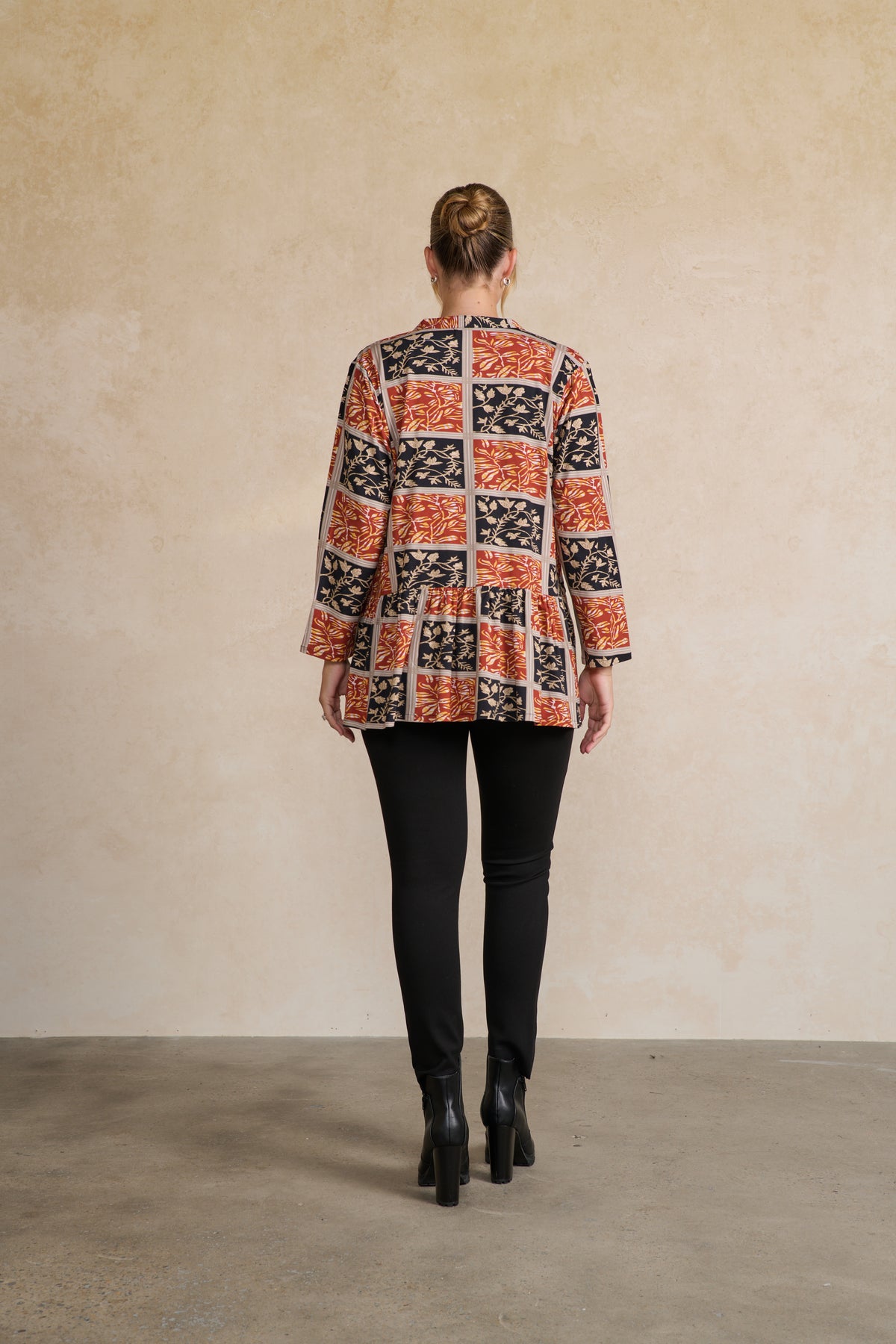 Tunic Framed Leaves Print VNeck