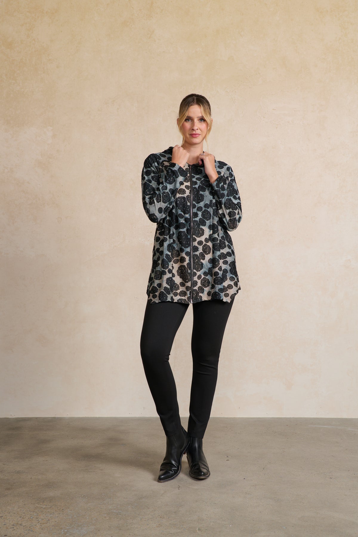 Jacket  Jacquard Lotus Root Hooded