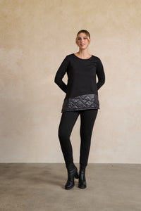 Puffer Quilted Panels Top Black