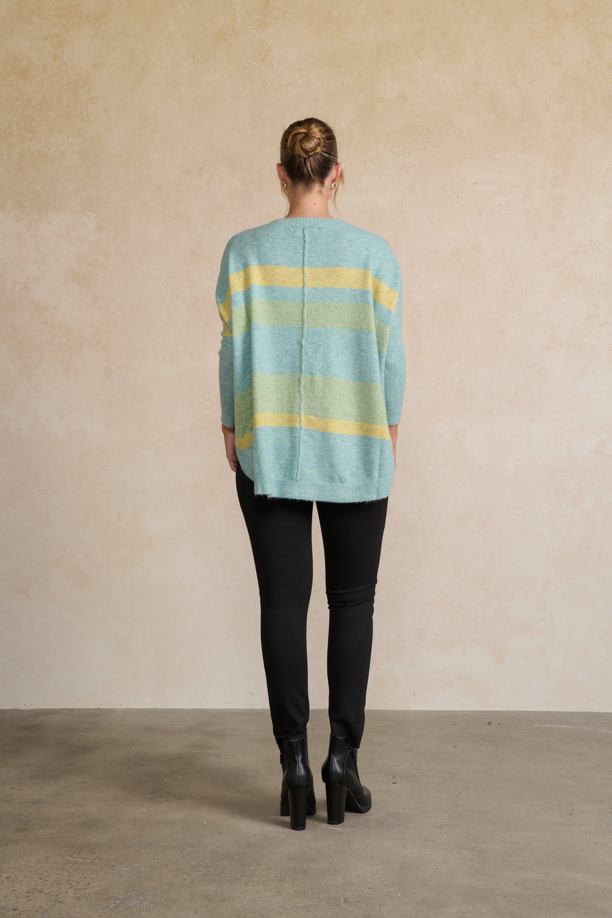 Jumper  Striped Scoop Hem Pine Lime