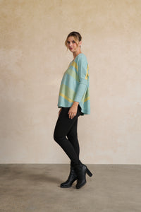 Jumper  Striped Scoop Hem Pine Lime