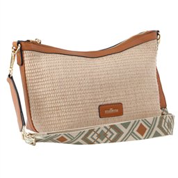 Melleni Part Leather Hand Bag in Tan