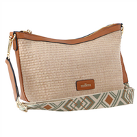 Melleni Part Leather Hand Bag in Tan