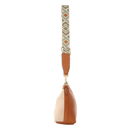 Melleni Part Leather Hand Bag in Tan