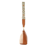 Melleni Part Leather Hand Bag in Tan