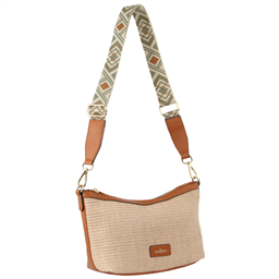 Melleni Part Leather Hand Bag in Tan