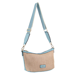 Melleni Part Leather Hand Bag in Blue