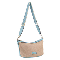 Melleni Part Leather Hand Bag in Blue
